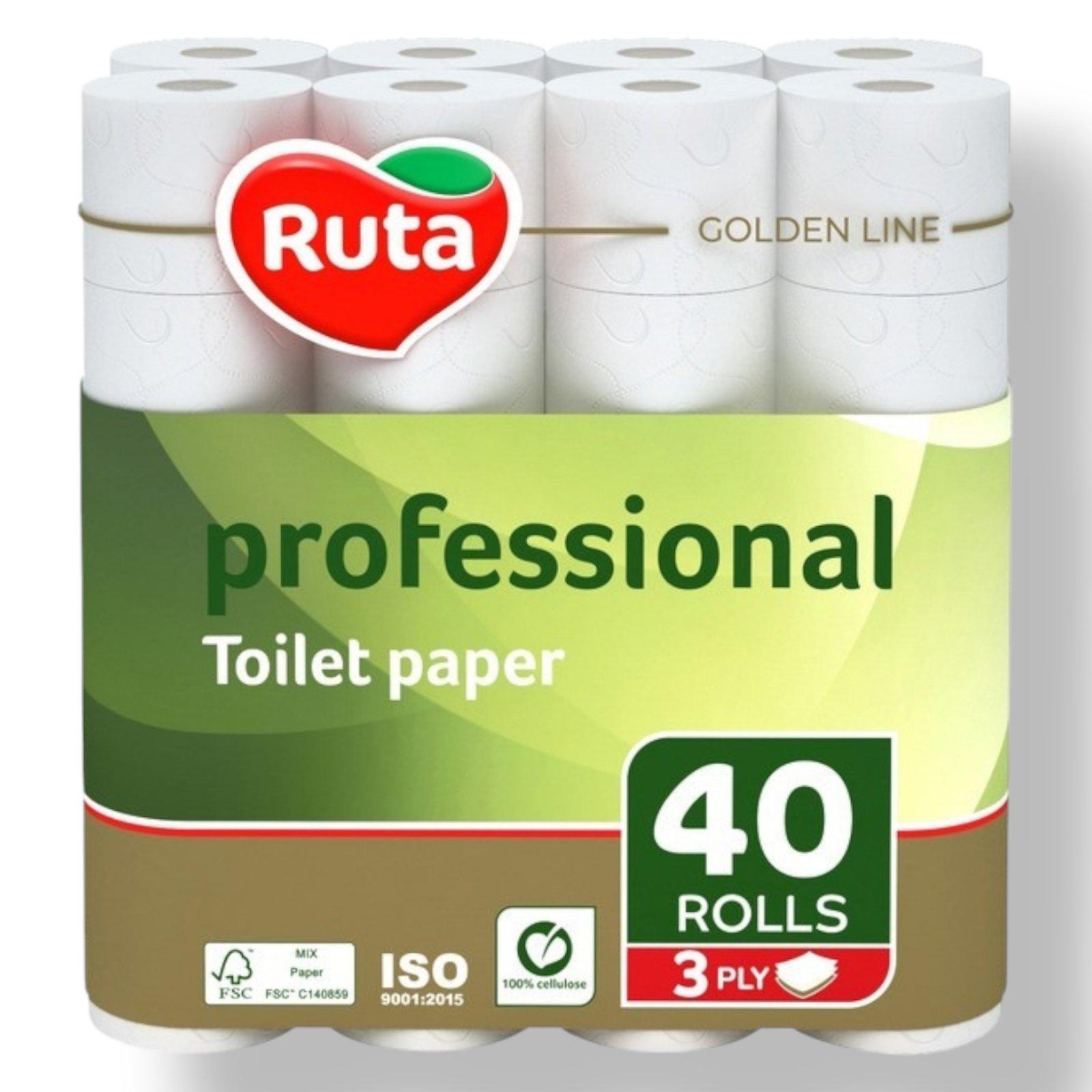 Туалетний папір Ruta Professional 3-шаровий 40 рулонів Білий