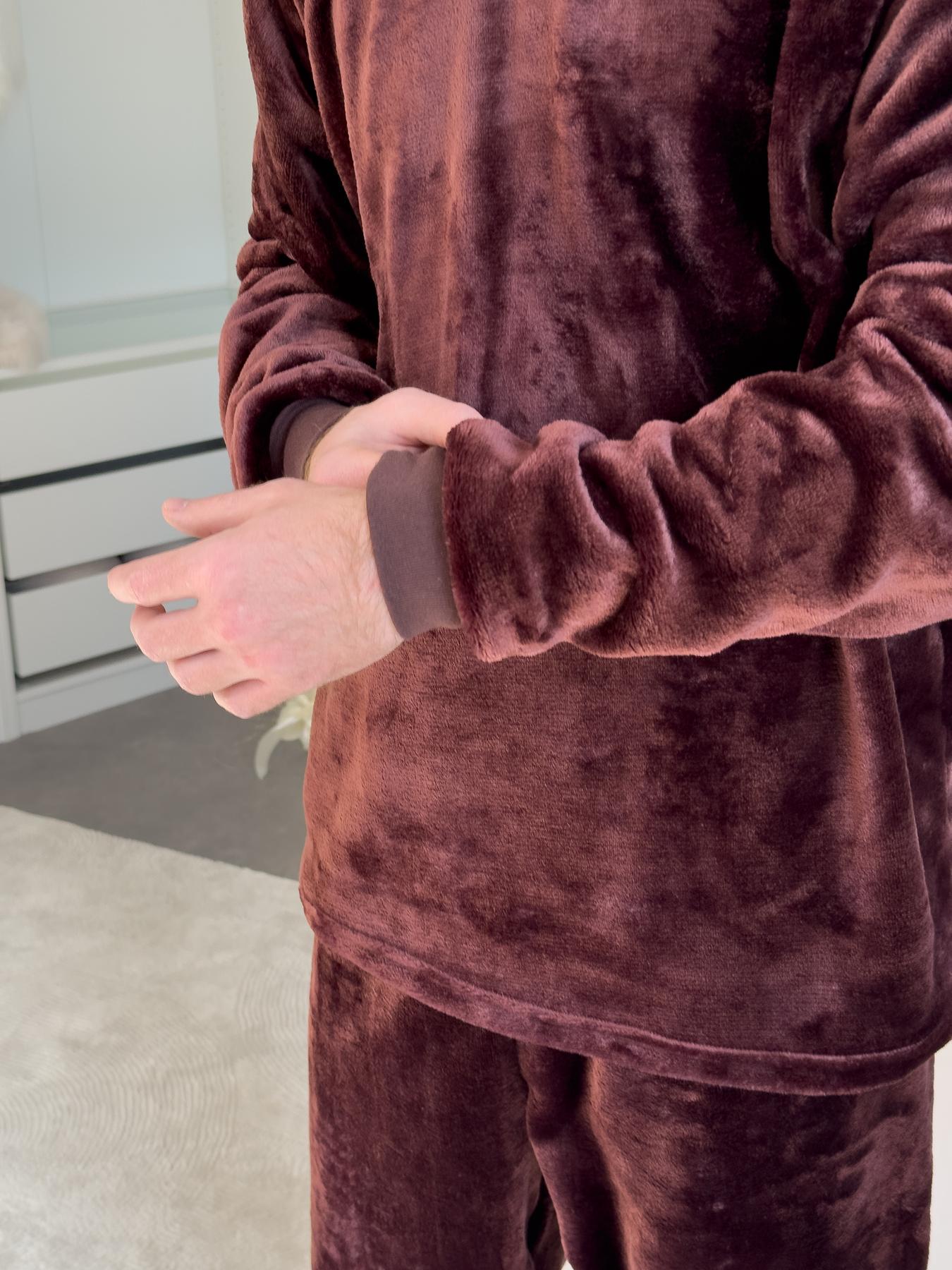 Пижама мужская плюшевая Теплик с начесом 3XL Шоколад (VEL050) - фото 4 Пижама мужская плюшевая Теплик с начесом 3XL Шоколад (VEL050) - фото 4