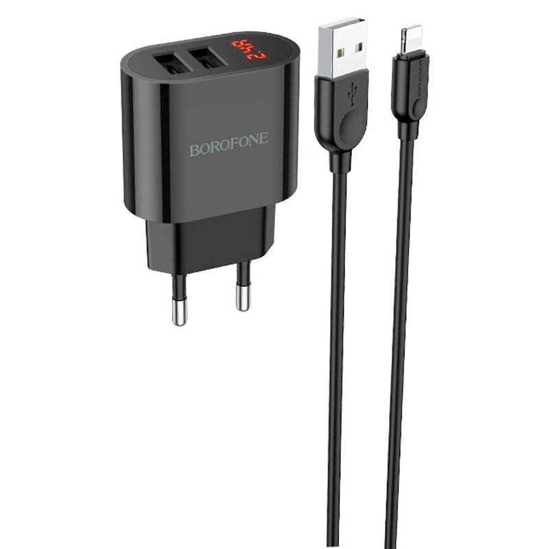 Зарядний мереживний пристрій універсальний Borofone BA63A Richy Lightning Black