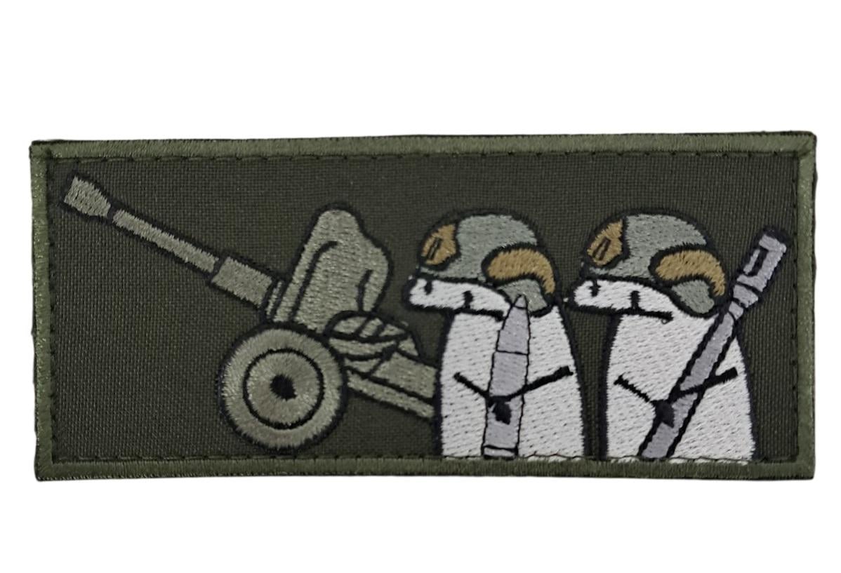 Нашивка Флорки артиллеристы 11x5 Олива (14567) Нашивка Флорки артиллеристы 11x5 Олива (14567)