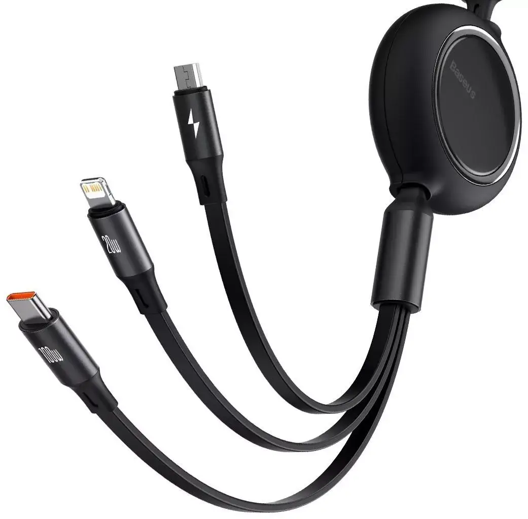 Кабель BASEUS Bright Mirror Cable USB to MicroUSB/Lightning/Type-C CAMLC-MJ01 3в1 66W 1,2 м Black - фото 2