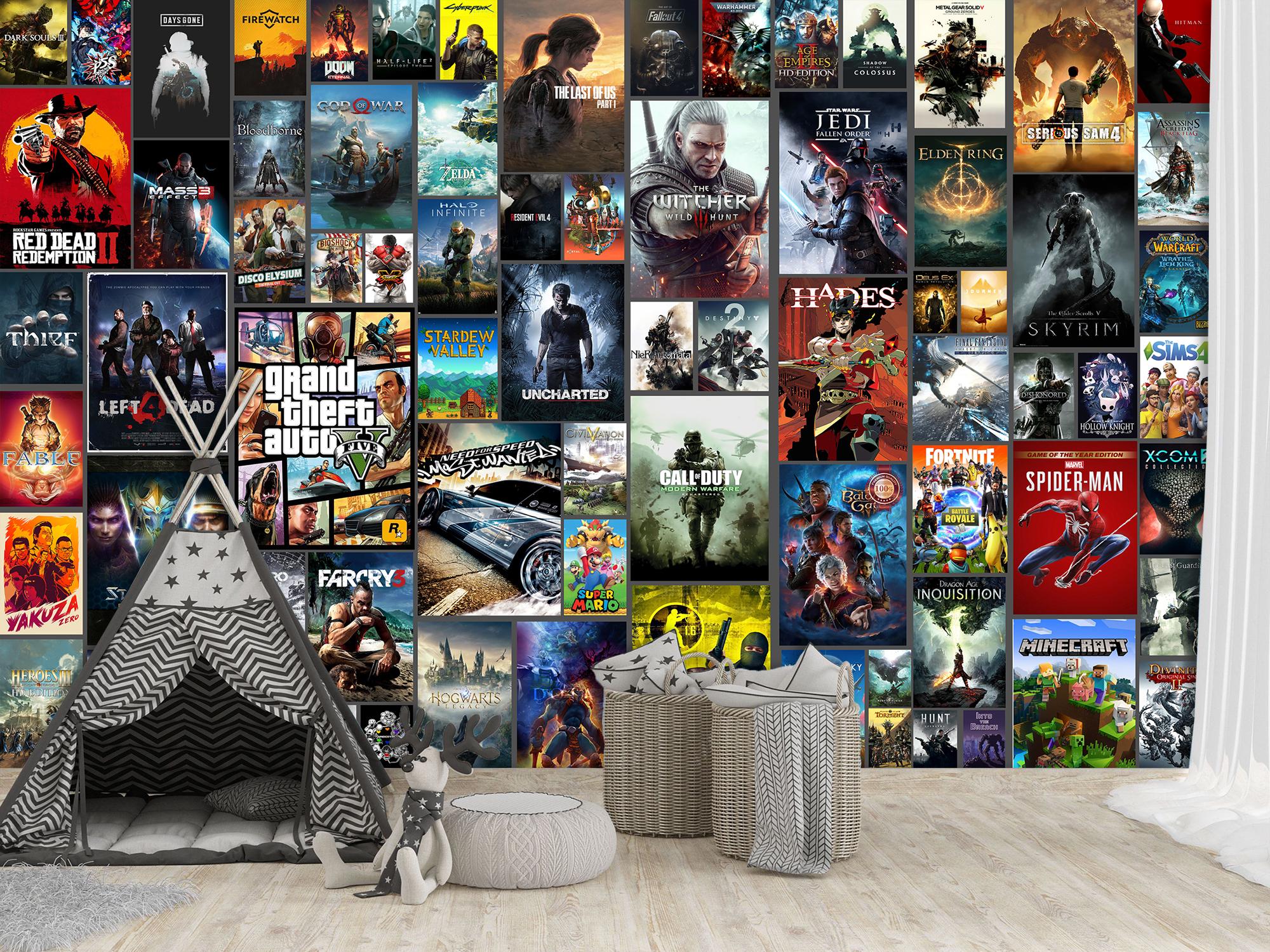 Фотообои флизелиновые Плакаты с известными играми 230х345 см (SPF-117/6)