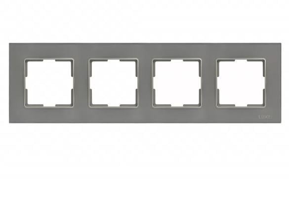 Рамка для розеток четверная горизонтальная JAZZ стеклянная Graphite pearl (0724) (0724)
