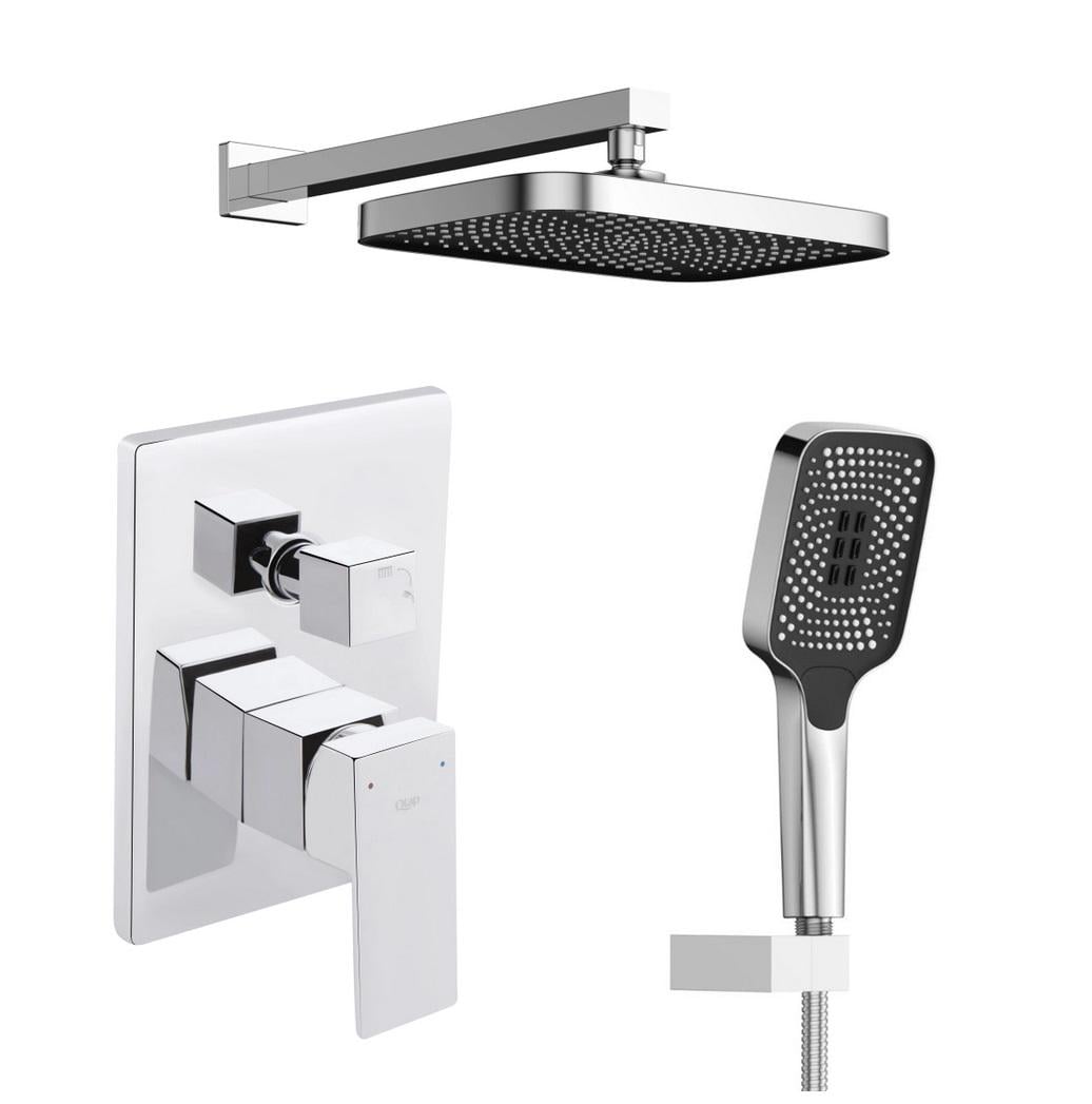 Душевая система встроенная Qtap Aquarius с тропическим и ручным душем Хром (41402)