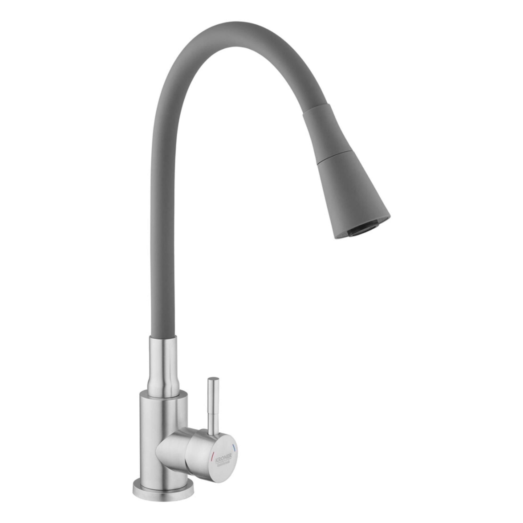 Смеситель кухонный Kroner KRP Edelstahl Klassisch ESG031GRA с гибким изливом Сталь/Серый (CV035372)