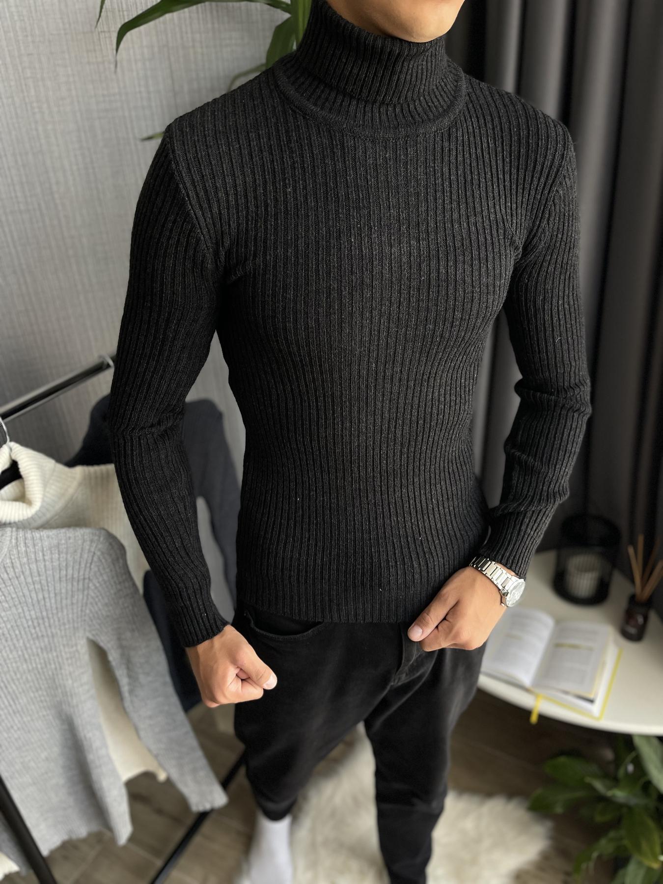 Гольф мужской в рубчик зимний с высоким горлом M Черный (25537/1/1) - фото 7 Гольф мужской в рубчик зимний с высоким горлом M Черный (25537/1/1) - фото 7