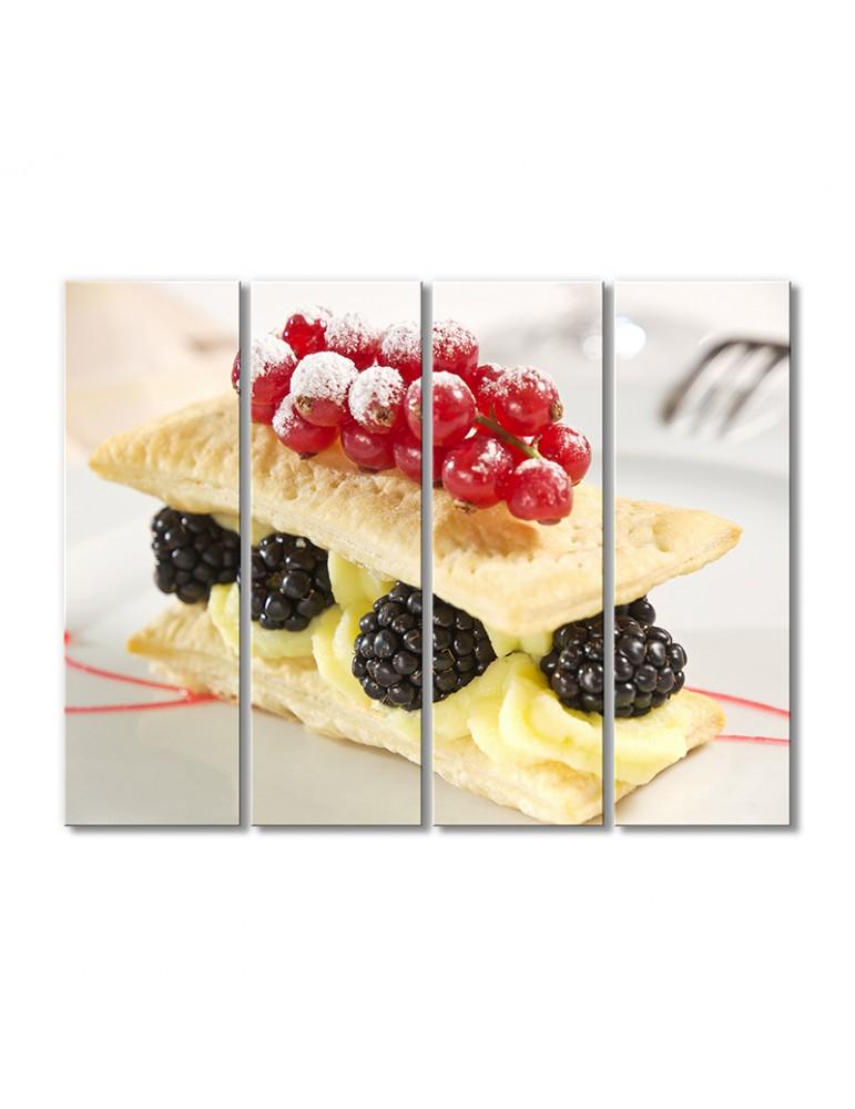 Картина модульная Пирожное мильфей 4 модуля 70x105 см