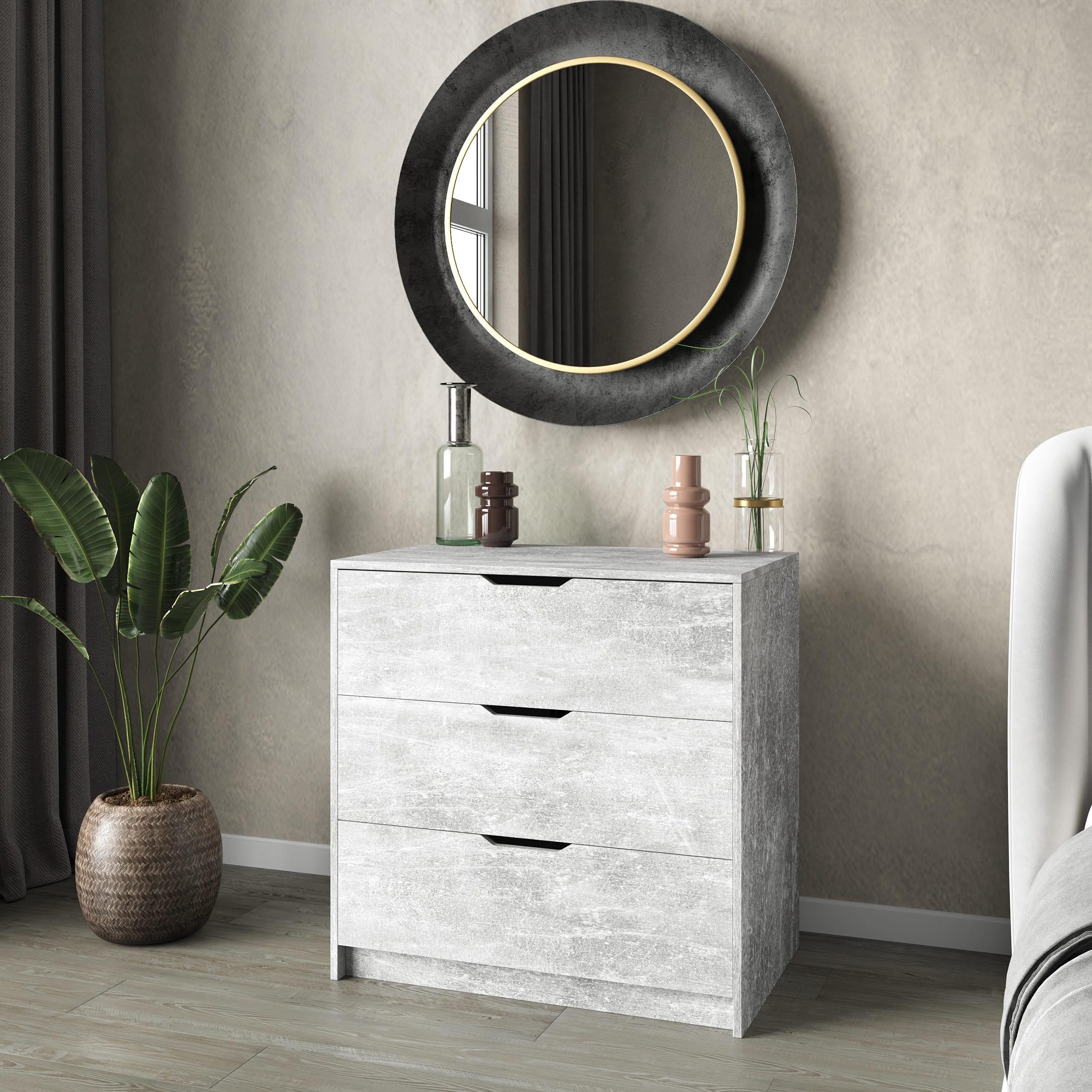 Комод №5 на три ящика без ручек 80х70х50 см Бетон (380289)