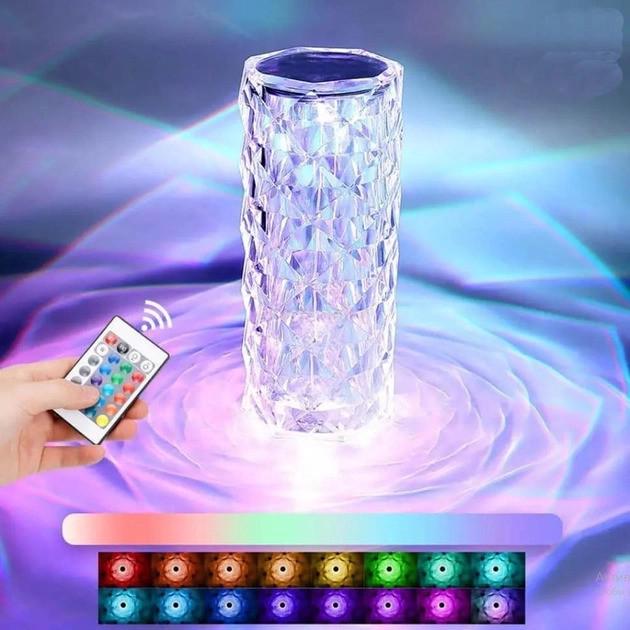 ᐉ Ночник лампа RGB Rose Diamond Table Lamp Кристалл настольная с