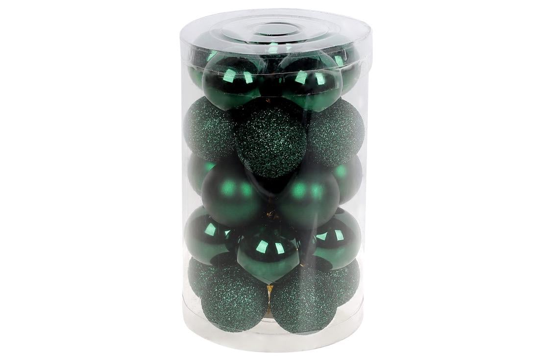 Набір пластикових ялинкових куль Bonadi 3 см 25 шт. Темно-зелений (147-998)