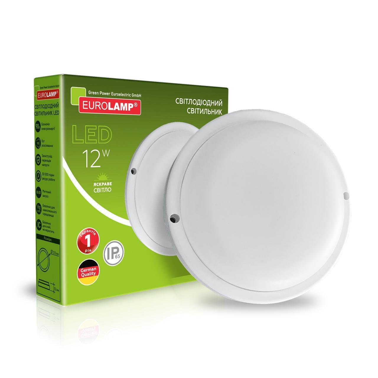 Світильник круглий Eurolamp LED накладний ЖКХ G1 12W 5000K (24577040)