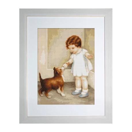 Набір для вишивки хрестиком Luca-S B372 Дівчинка з цуценям (10197)