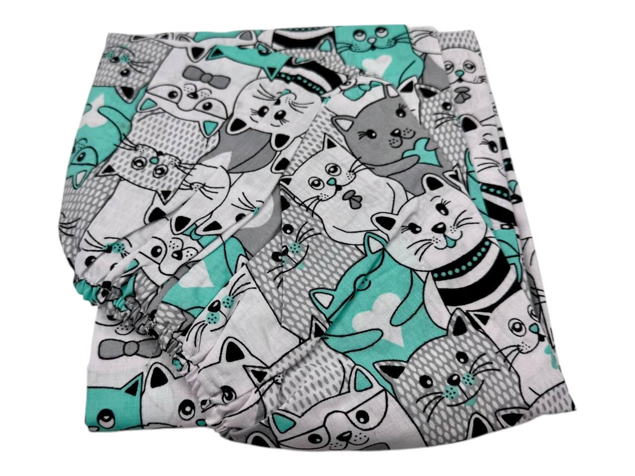 Простынь на резинке Кошечки из бязи 70х140 см (G-5506/x из бязи 70)