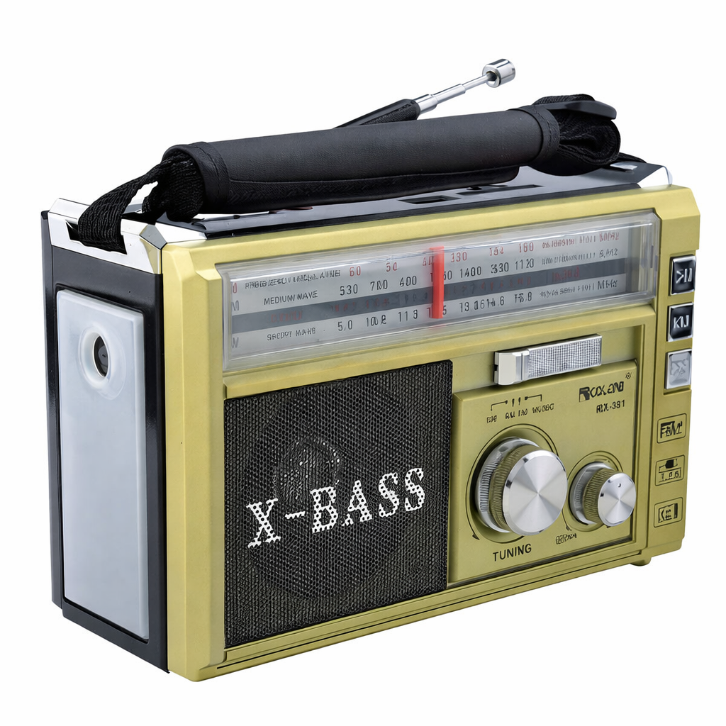 Радиоприемник портативный Golon RX-381 MP3 USB/FM/AM/SW от сети/аккумулятора и батареек Золотистый (32614040)