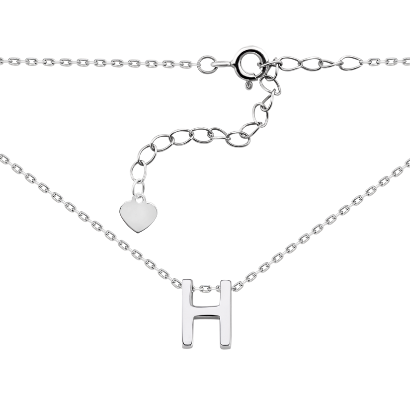 Колье серебряное маленькая буква H на тонкой цепочке без камней