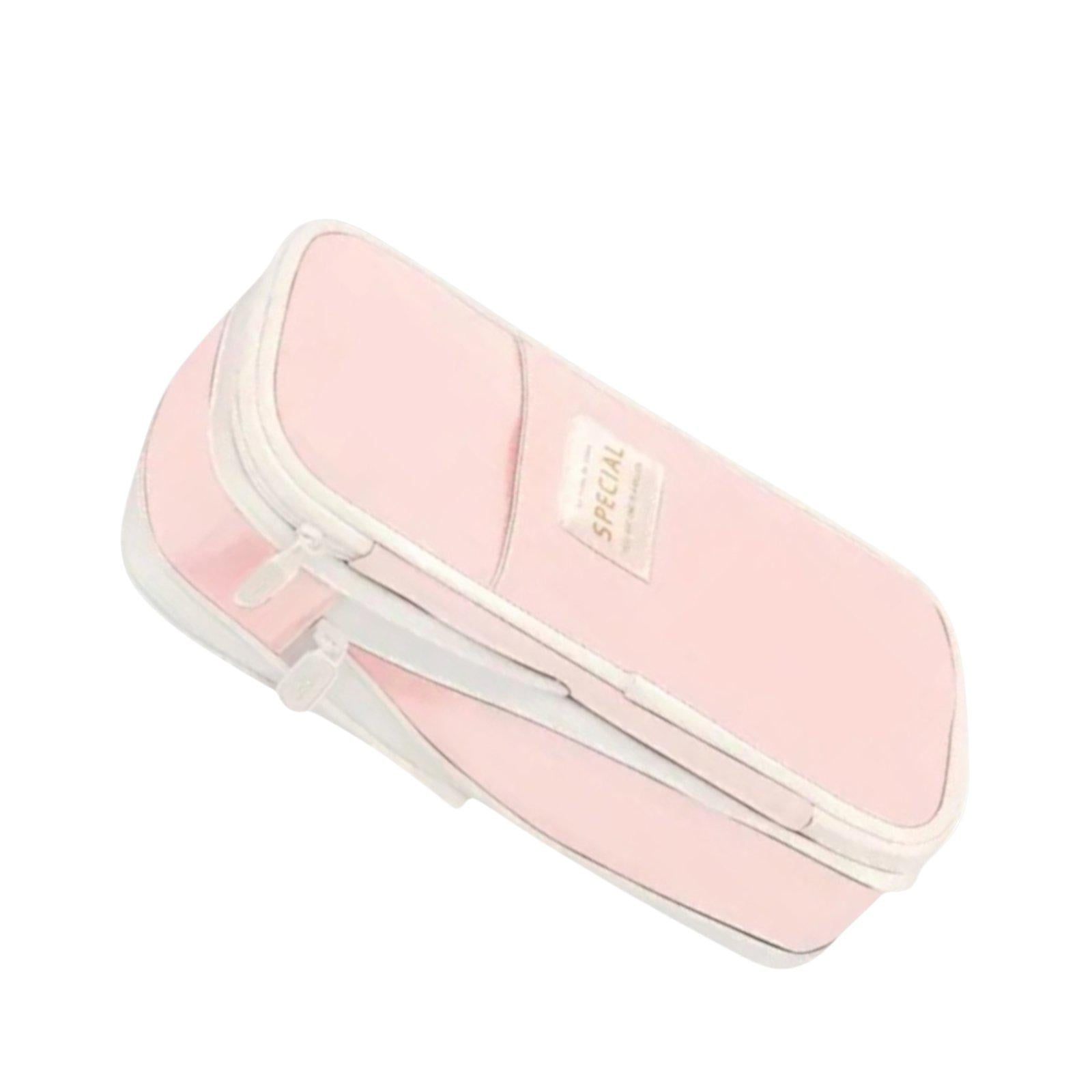 Пенал-карандаш школьный на молнии из ткани Оксфорд 220х110х65 мм Розовый (33033856)