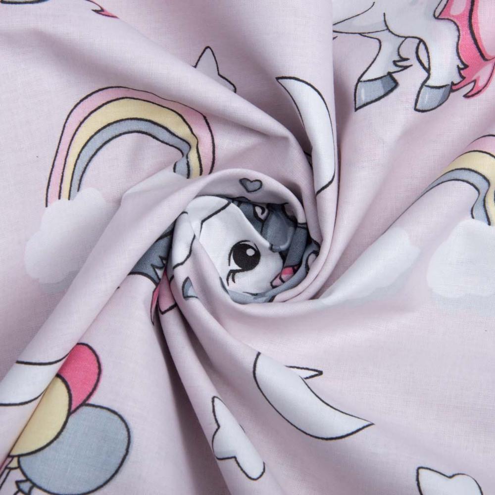 Ткань бязь ранфорс для постельного белья 8919 Единорог 2,4 м Розовый (2307146076)