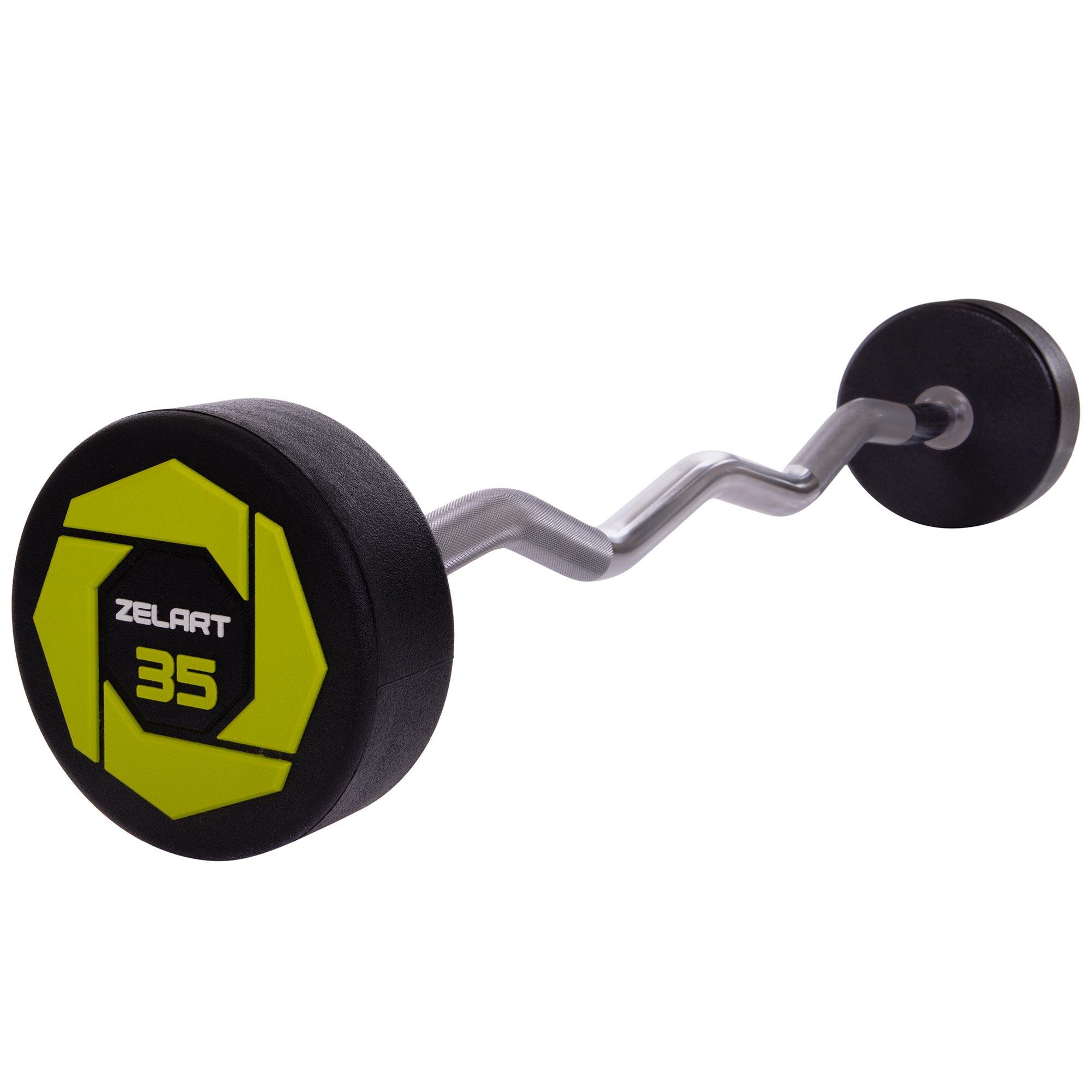 Штанга Zelart Urethane Barbell фиксированная изогнутая полиуретановая TA-2690-35 длина 110 см 35 кг (DR002582)