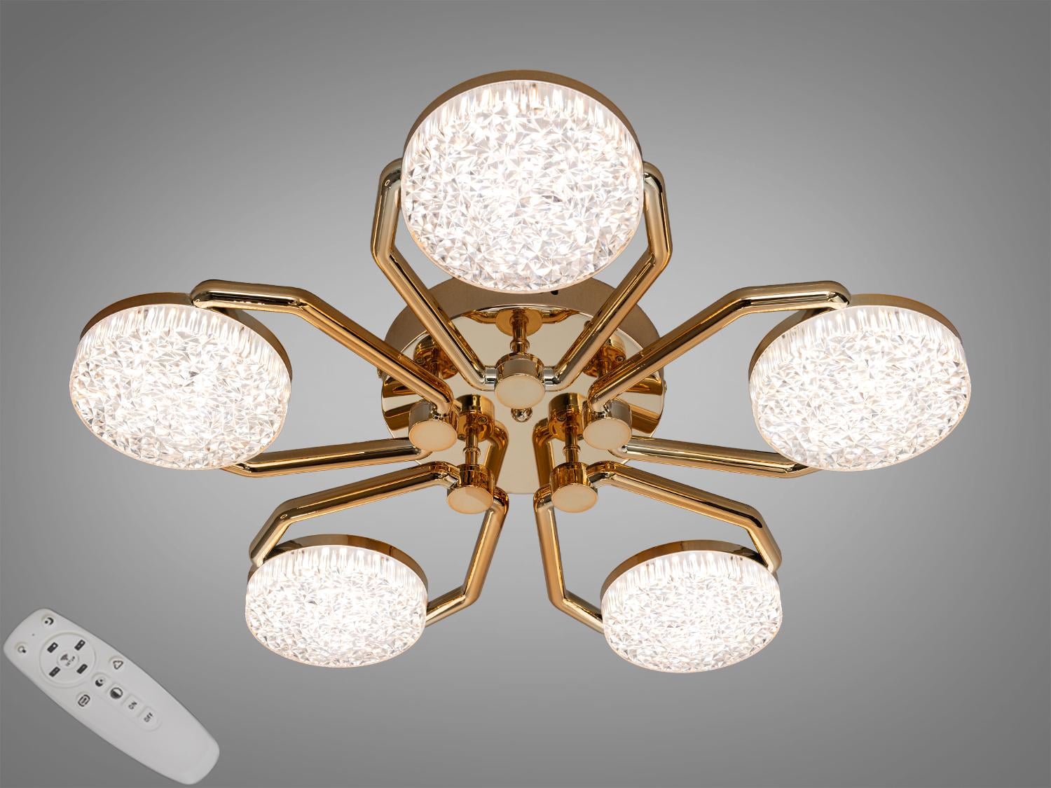 Люстра LED потолочная Diasha пульт 52W 9358/5GD Золотой Люстра LED потолочная Diasha пульт 52W 9358/5GD Золотой