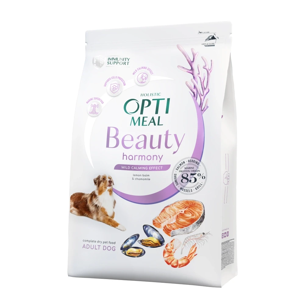 Корм сухий Optimeal Beauty Harmony Mild Calming Effect із морепродуктами для дорослих собак 4 кг