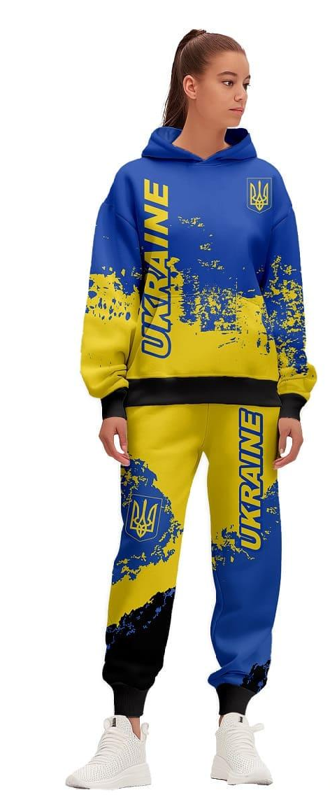 Спортивний костюм жіночий Ukraine батал 4XL Синій/Жовтий (200138)