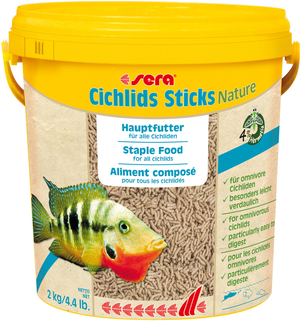 Корм сухой Sera Cichlids Sticks Nature для цихлид и других крупных рыб 2 кг