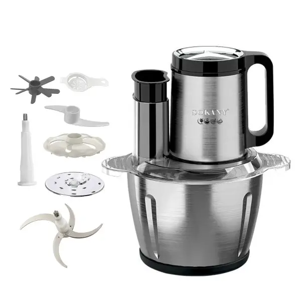 Чоппер кухонный Sokany SK-06019 с чашей на 2,7 л с 6 лезвиями и 3 скоростями 800 Вт Серебристый (SK-06019)