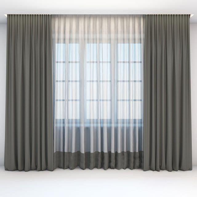 Комплект штор с тюллю Academy Gardin Модельный 250х280/500х280 см 3 шт. Темно-серый