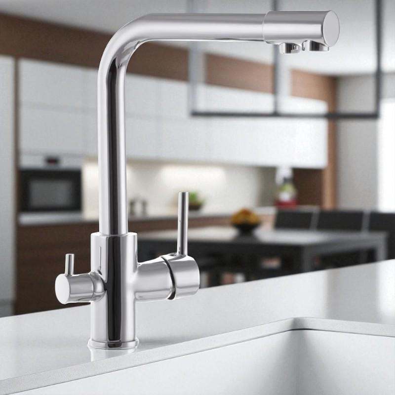 Кран на кухню з питною водою високий Zerix латунь Хром (b-ZX2723) - фото 5