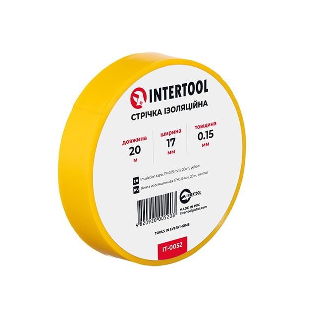 Стрічка ізоляційна Intertool 0,15x17 мм 20 м Жовтий (IT-0052)