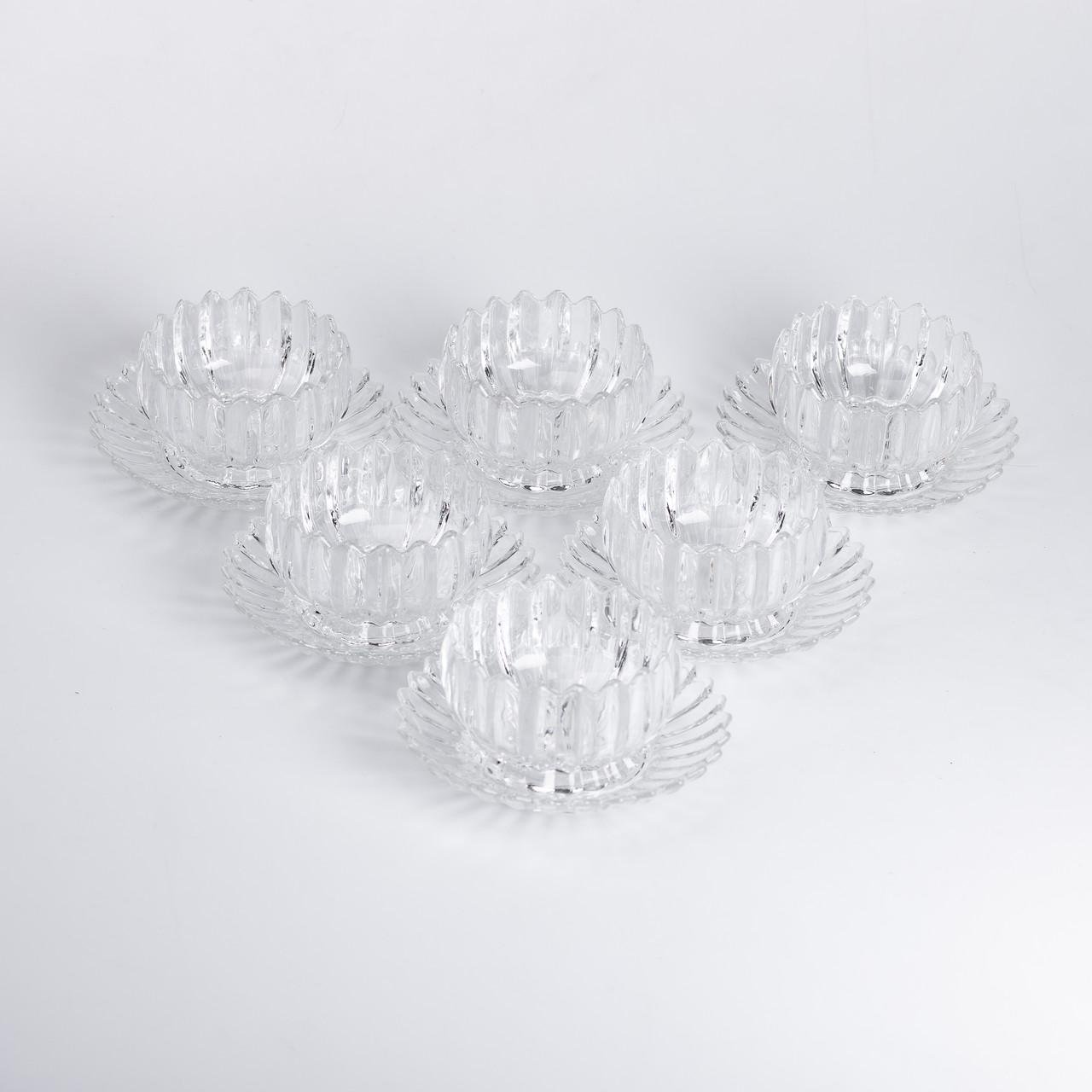 Набір піал із блюдцем 6 шт. зі скла 300 мл Прозорий - фото 3