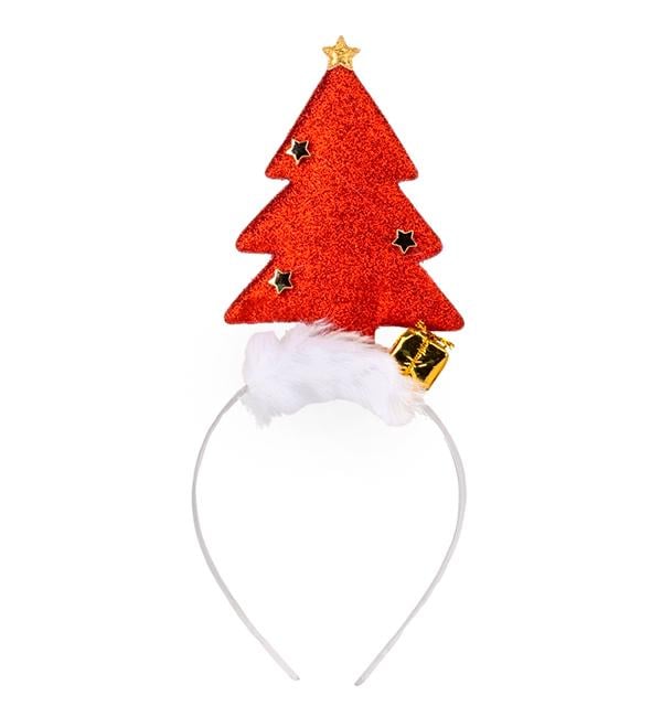 Новогодний обруч Елка красная 26 см (10588)