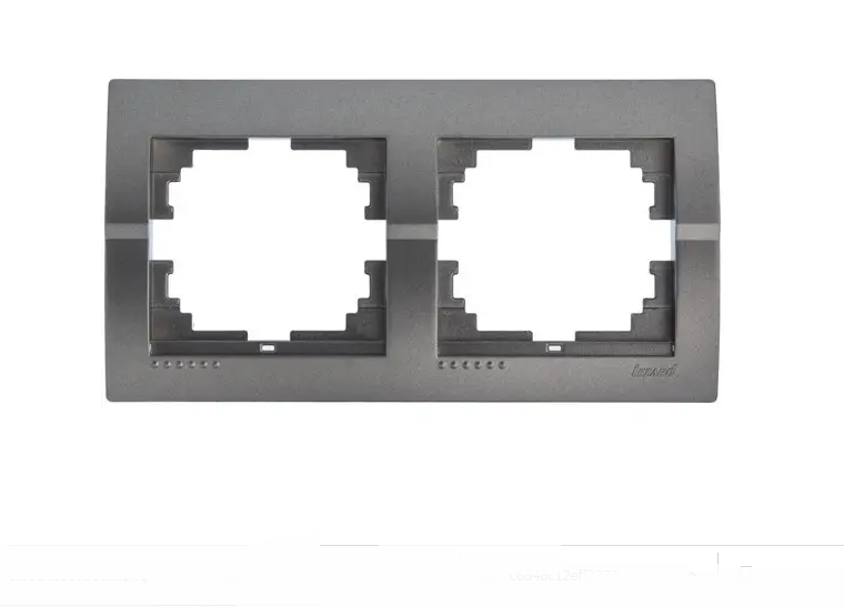 Рамка 2-я горизонтальная DERIY Темно-серый/Металик (25978976)