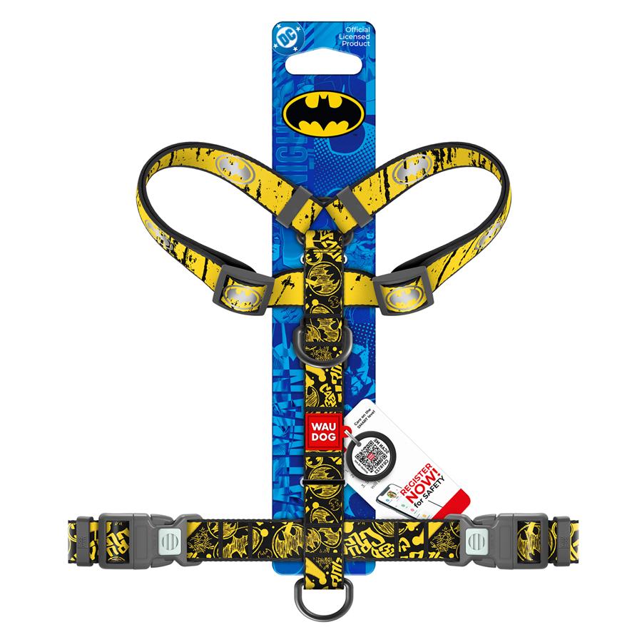 Шлейка для собак с QR-паспортом Waudog Nylon Бэтмен Эскиз светоотражающая анатомическая H-образная с пластиковым фастексом XL 25 мм Yellow (346-1081) - фото 3 Шлейка для собак с QR-паспортом Waudog Nylon Бэтмен Эскиз светоотражающая анатомическая H-образная с пластиковым фастексом XL 25 мм Yellow (346-1081) - фото 3