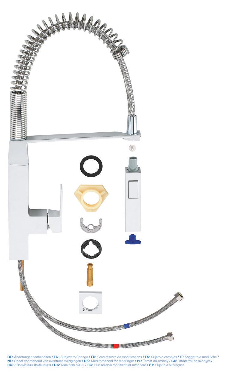 Смеситель для кухни Grohe Eurocube с гибким изливом (31395000) - фото 4 Смеситель для кухни Grohe Eurocube с гибким изливом (31395000) - фото 4