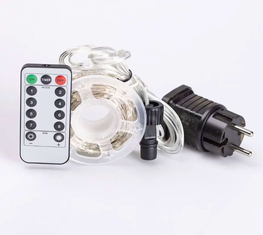 Гирлянда Роса нить с пультом 500 LED 50 м от сети Белый - фото 10