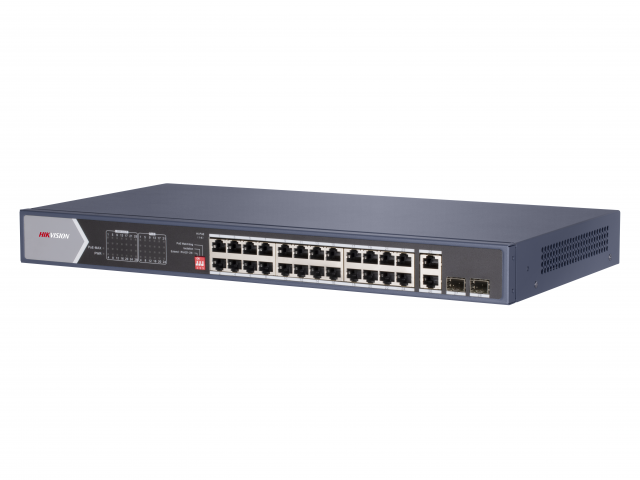 24-портовий некерований Hi-PoE комутатор Hikvision DS-3E0528HP-E