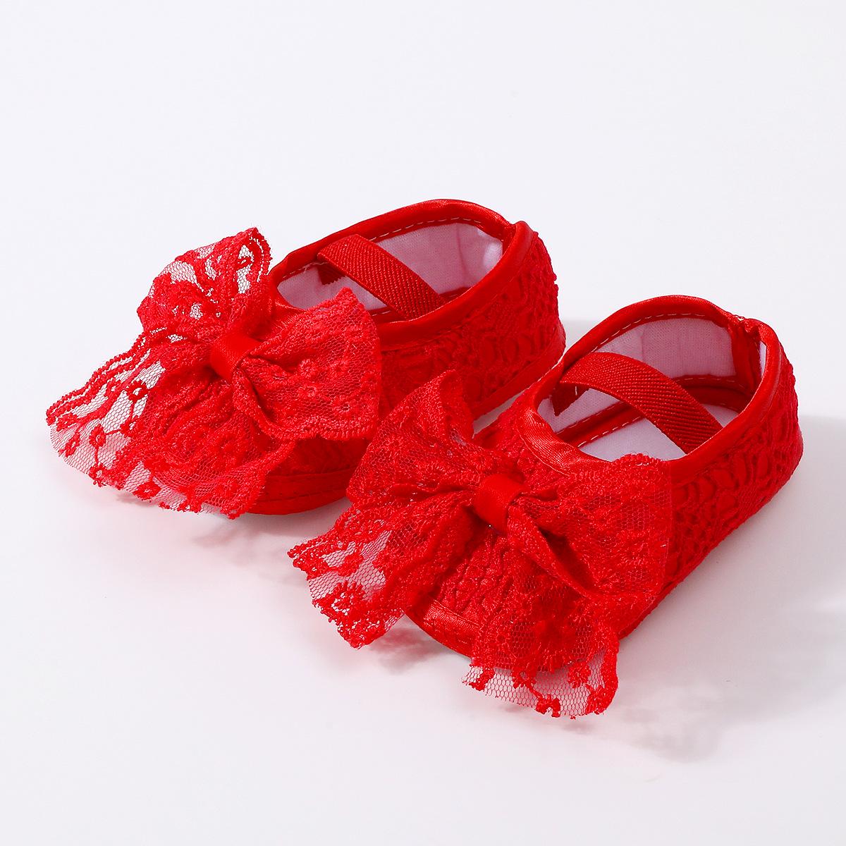 Пинетки детские текстильные Азалия с бантом мягкие для первых шагов 12 см Светло-красный (13119052501