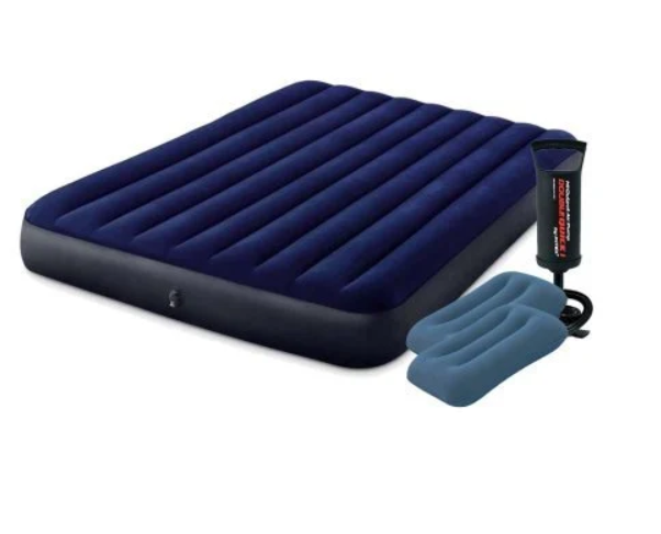 Надувной матрас двухместный Intex 64765 с насосом и 2 подушками 152х203х25 см (64765)