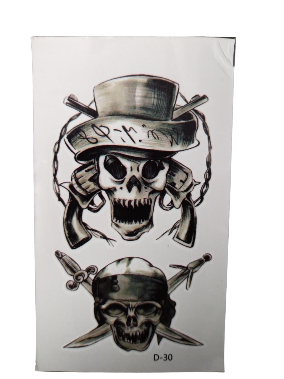 Тату временное Черепа 10х6 см Черный (D-30)