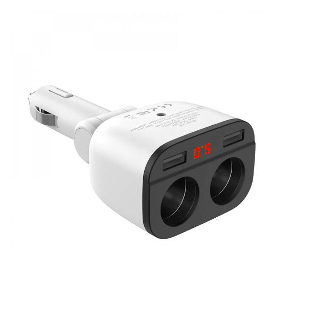 Зарядное устройство автомобильное Hoco Z28 Power Ocean Display 2USB/3,1A White