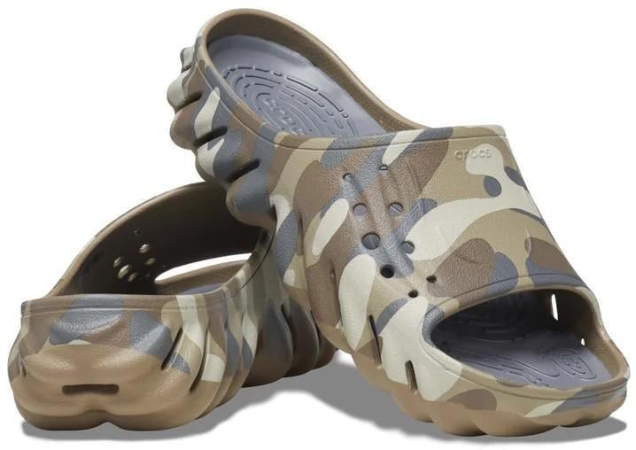 Шльопанці чоловічі утеплені Crocs Echo Camo ux Slide р. 45-46 Бежевий (14980)