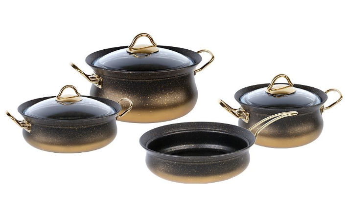 Набор посуды OMS с антипригарным покрытием для индукции 7 предметов Gold (3044-ind-gold)