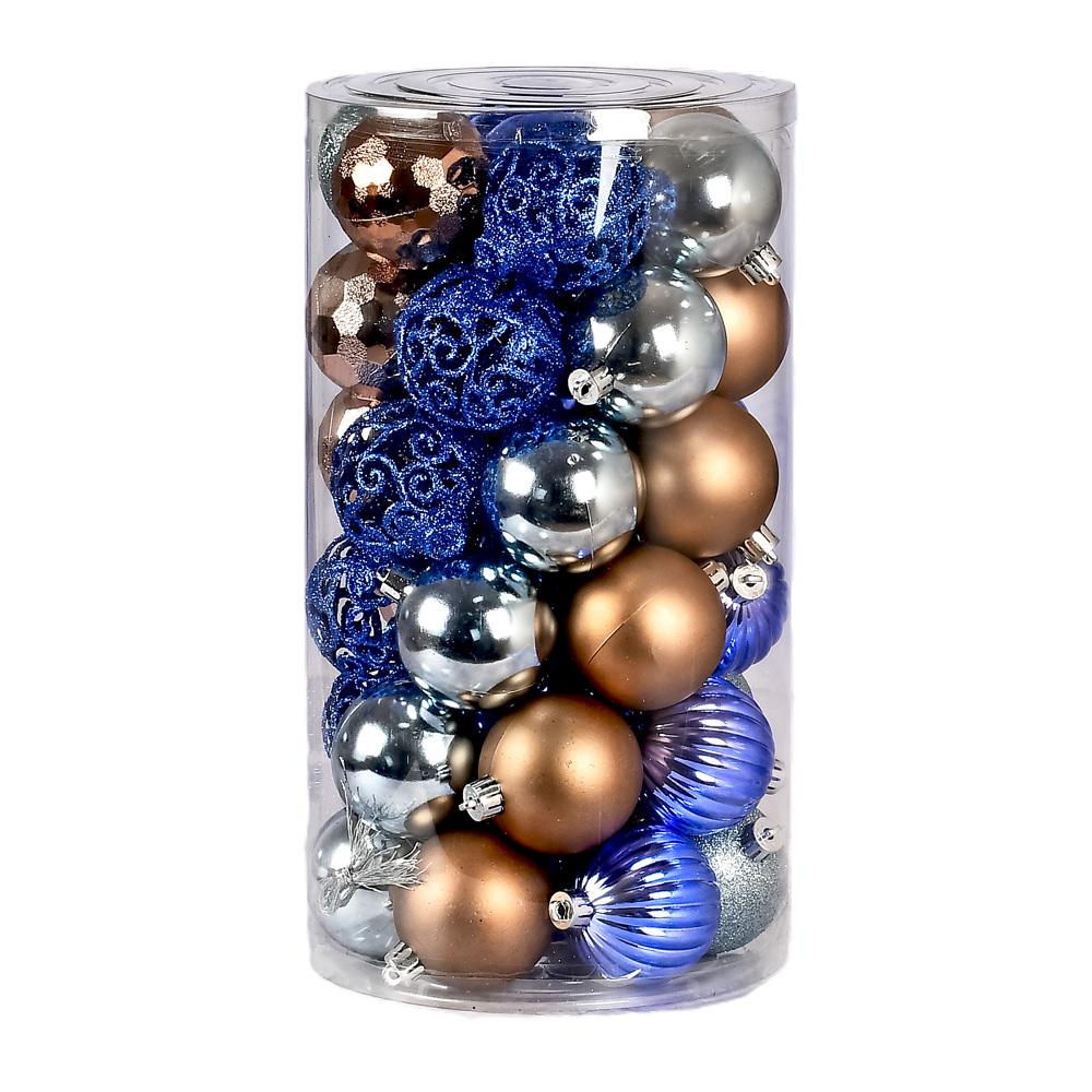 Елочные новогодние шарики 9736 пластиковые 6 см 41 шт. (607969)