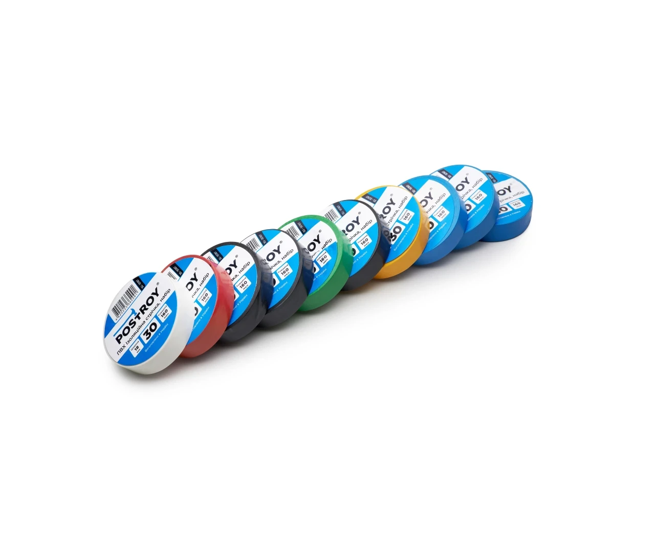 Набор изоляционных лент Postroy ПВХ 30 м Разноцветный (2430319603)