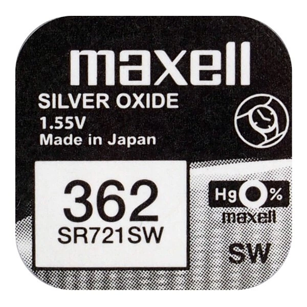 Батарейка для часов Maxell 362 SR721SW AG11 162 LR58 LR721 Silver Oxide (4122)