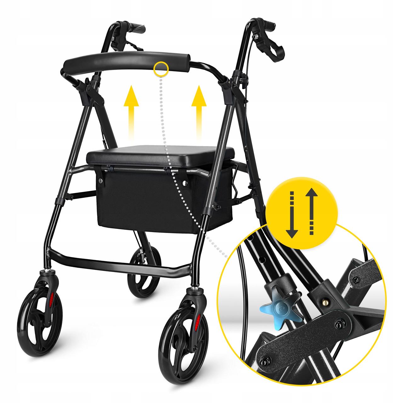 Роллер для ходьбы 4FIZJO складной с сумкой Black (P-5905973406475) - фото 2