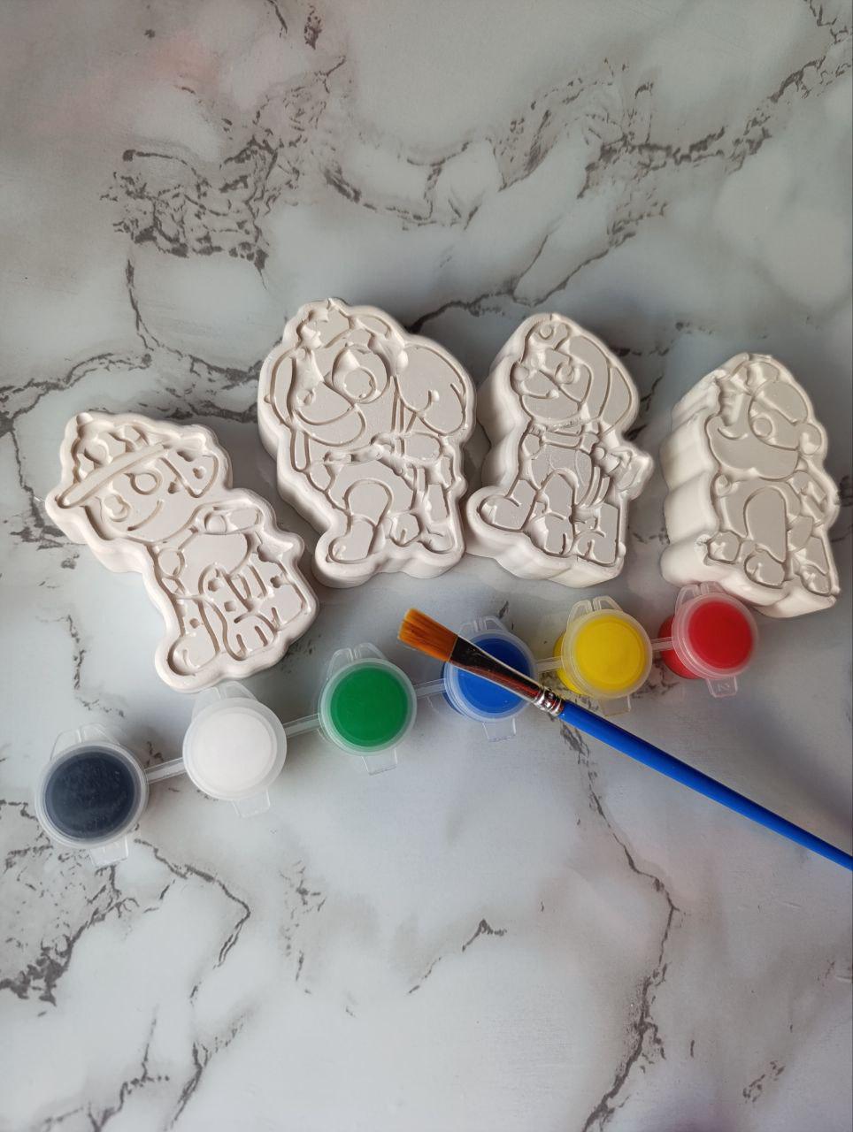 Набір гіпсових 3D розмальовок Собачки з фарбами і кісточкою - фото 2 Набір гіпсових 3D розмальовок Собачки з фарбами і кісточкою - фото 2