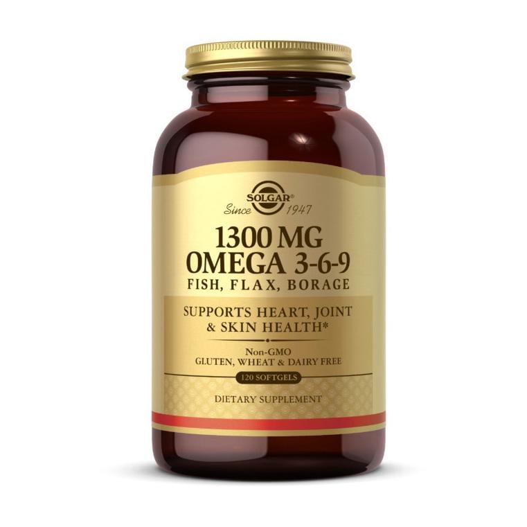 Омега 3-6-9 з риб'ячим жиром олією льону і огірочника Solgar Omega 3-6-9 1300 mg 120 м'яких капс.