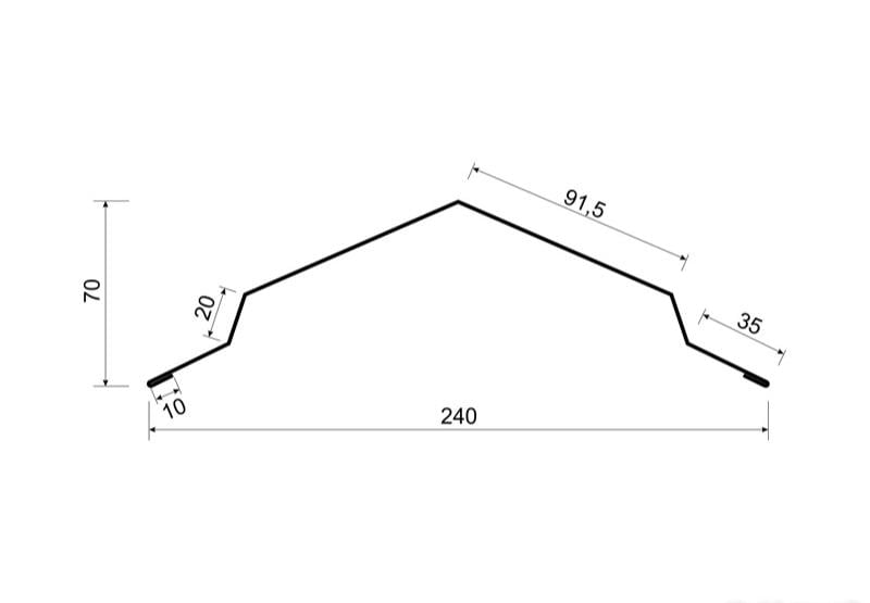 Планка конька для кровли SIMBUD металл глянец 2000х150 мм 0,45 мм RAL3005 (90409146) - фото 2